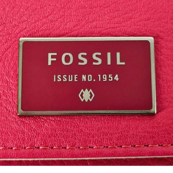 FOSSIL Women's Trifold Wallet - Vibrant Pink with Metal Plate - Picture 6 of 12